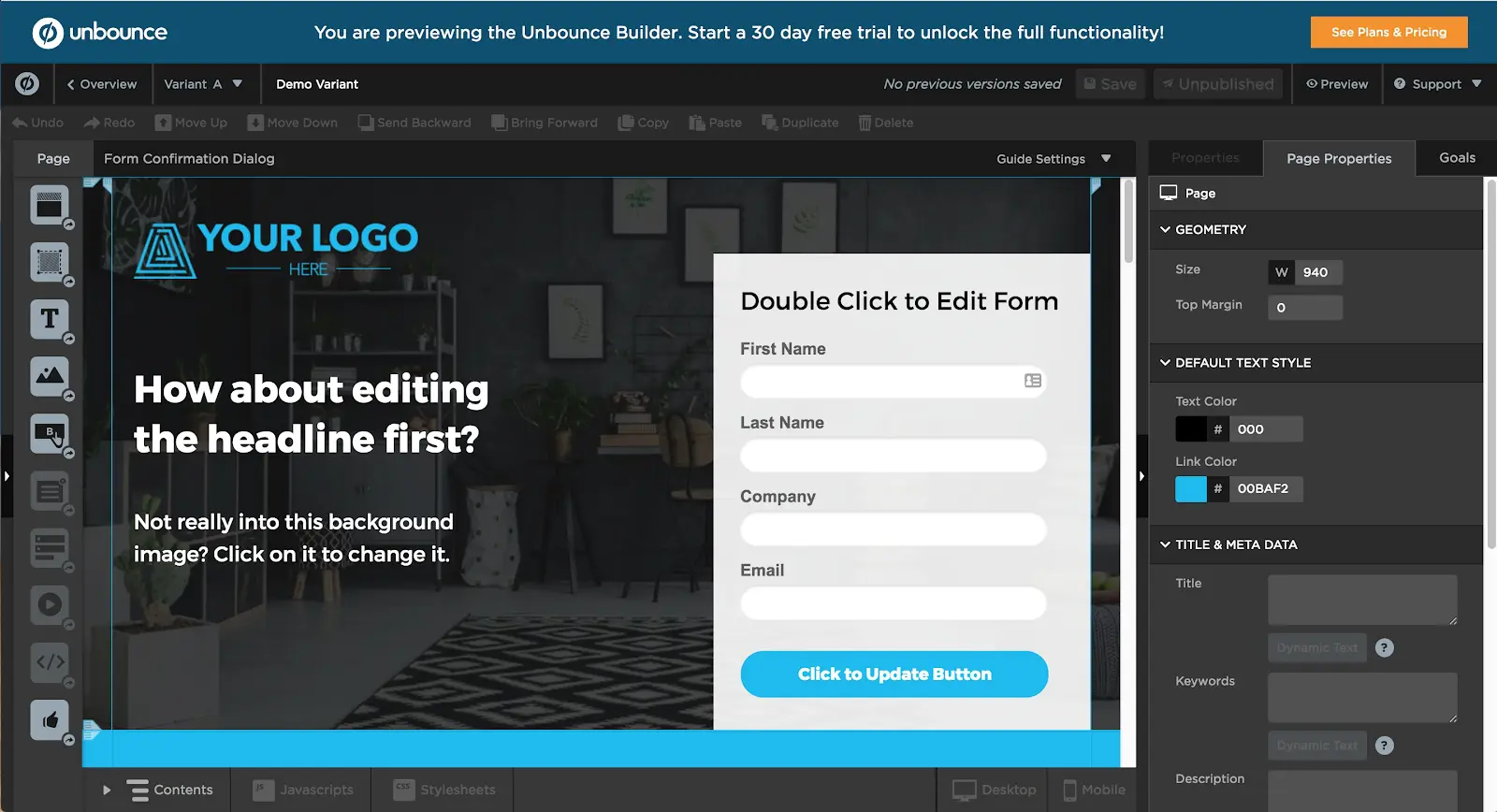 unbounce preview